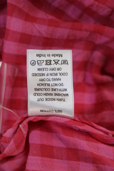 LaRoque Womens Cotton Gingham Cropped Button Up Pink Size S