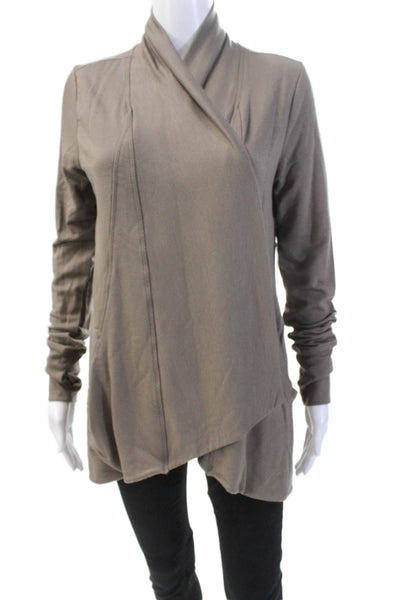 Splits59 Womens Textured Long Sleeve Open Front Cardigan Brown Size M