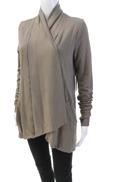 Splits59 Womens Textured Long Sleeve Open Front Cardigan Brown Size M