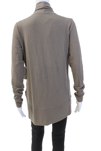 Splits59 Womens Textured Long Sleeve Open Front Cardigan Brown Size M