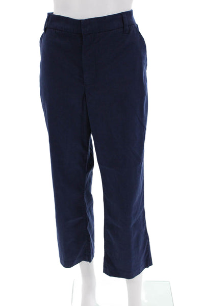 Ecru Womens High Rise Slim Leg Pants Navy Blue Cotton Size 12