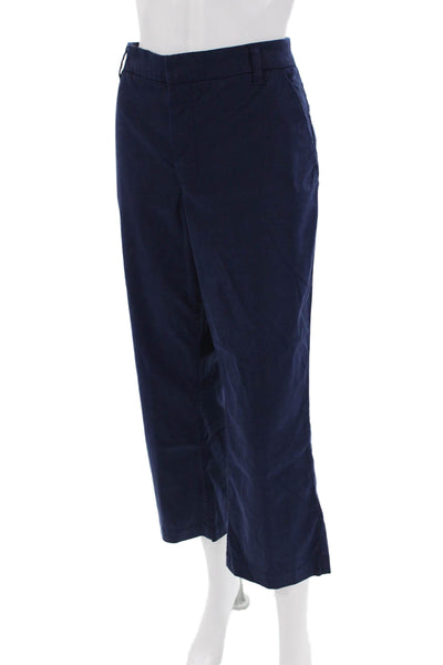 Ecru Womens High Rise Slim Leg Pants Navy Blue Cotton Size 12