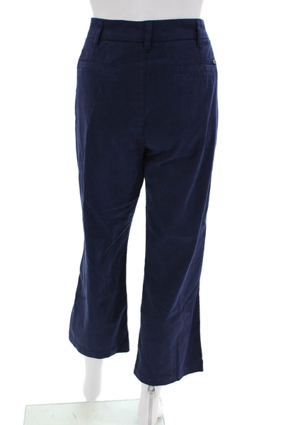 Ecru Womens High Rise Slim Leg Pants Navy Blue Cotton Size 12