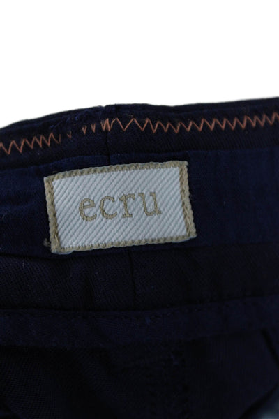Ecru Womens High Rise Slim Leg Pants Navy Blue Cotton Size 12