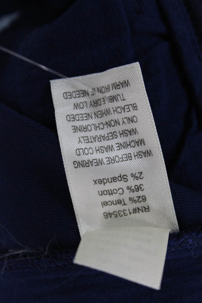 Ecru Womens High Rise Slim Leg Pants Navy Blue Cotton Size 12