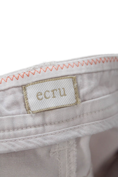 Ecru Womens Straight Leg High Rise Pants Almost Mauve Pink Cotton Size 2