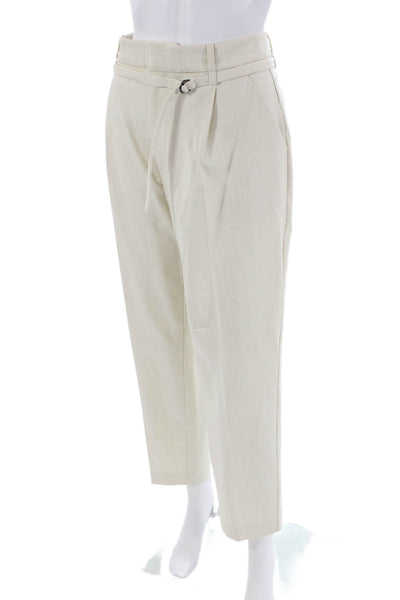 Ecru Womens Sutton Straight Leg Belted Creased Pants Sand Beige Size 10