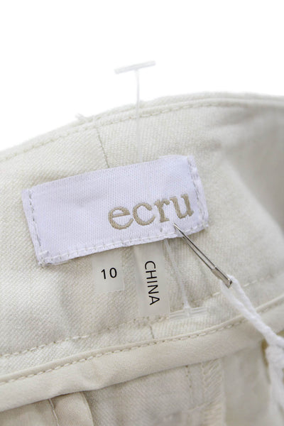 Ecru Womens Sutton Straight Leg Belted Creased Pants Sand Beige Size 10