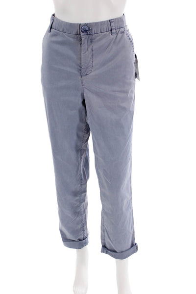 Ecru Womens Lobelia Cuffed Straight Leg Pants Blue Cotton Size 4