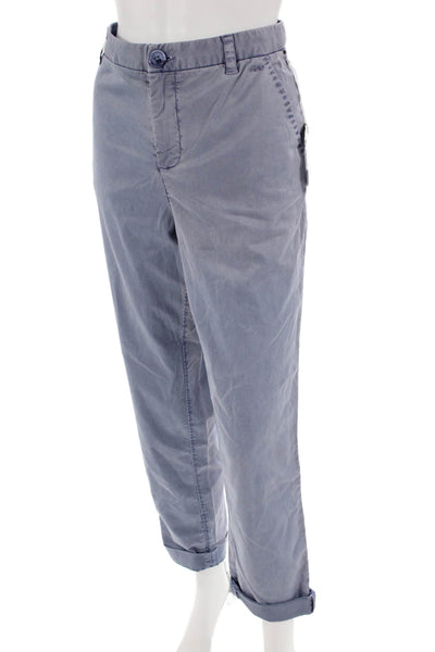 Ecru Womens Lobelia Cuffed Straight Leg Pants Blue Cotton Size 4