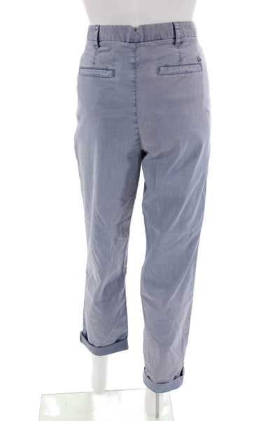 Ecru Womens Lobelia Cuffed Straight Leg Pants Blue Cotton Size 4