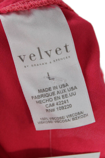 Velvet by Graham & Spencer Womens Long Sleeves Blouse Pink Size Large