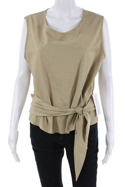 Drew Womens Tie Front Sleeveless Tessa Tank Top Khaki Brown Size Large