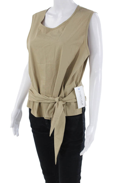Drew Womens Tie Front Sleeveless Tessa Tank Top Khaki Brown Size Large