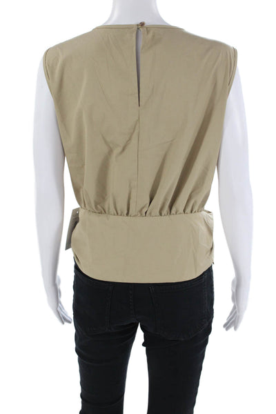 Drew Womens Tie Front Sleeveless Tessa Tank Top Khaki Brown Size Large