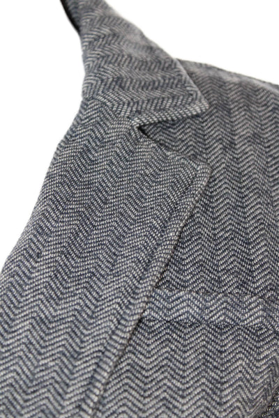 Ecru Womens Striped Button Down Terry Blazer Jacket Blue Size Small