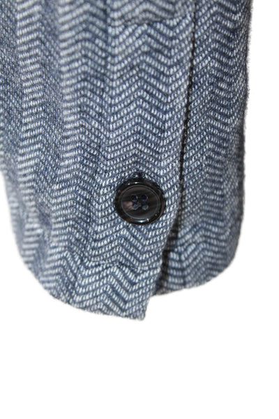 Ecru Womens Striped Button Down Terry Blazer Jacket Blue Size Small