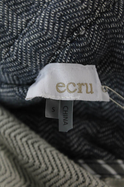 Ecru Womens Striped Button Down Terry Blazer Jacket Blue Size Small