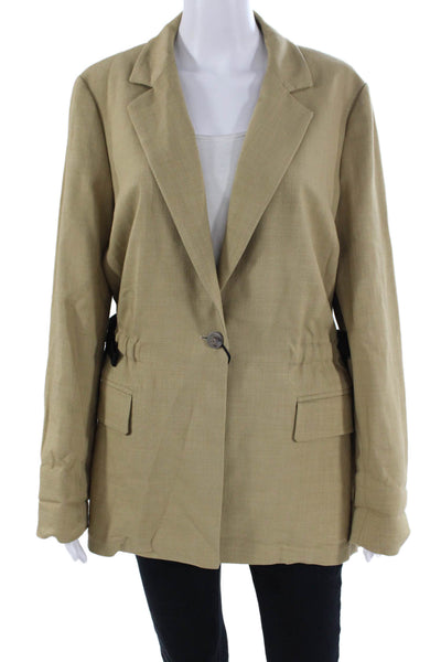 Marella Womens Single Button Belted Blazer Jacket Brown Size 12