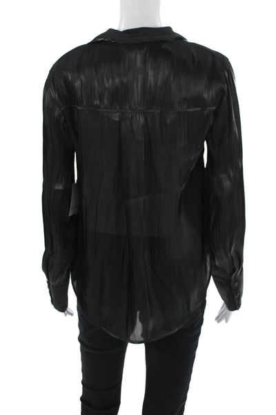 Bella Dahl Womens Long Sleeves Button Down Blouse Black Size Small
