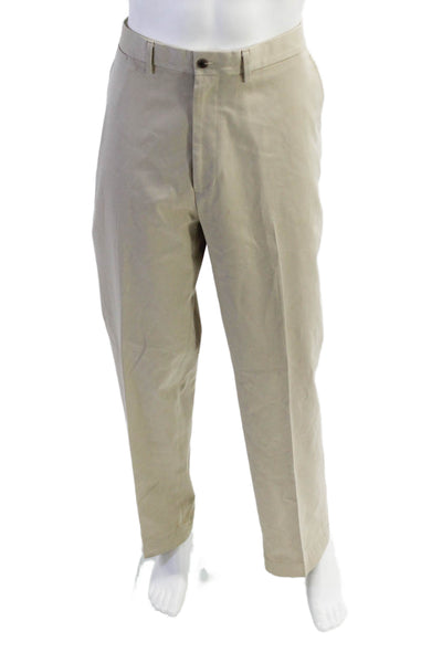 Polo Golf Ralph Lauren Mens Zipper Fly Pleated Chino Pants Beige Size 38x32