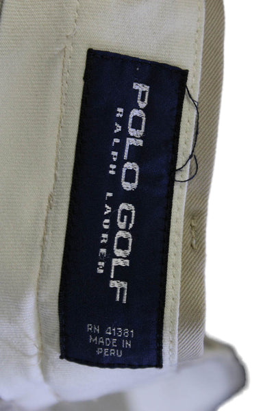 Polo Golf Ralph Lauren Mens Zipper Fly Pleated Chino Pants Beige Size 38x32