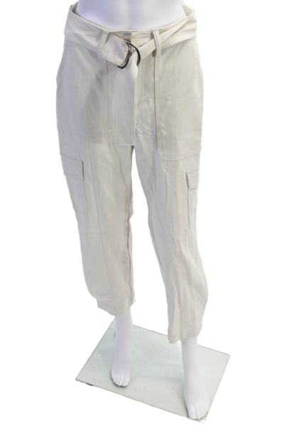 Banana Republic Womens Zipper Fly Straight Leg Cargo Pants White Size 2