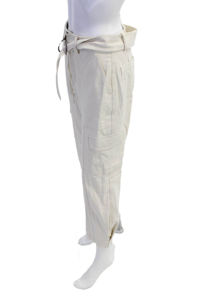 Banana Republic Womens Zipper Fly Straight Leg Cargo Pants White Size 2