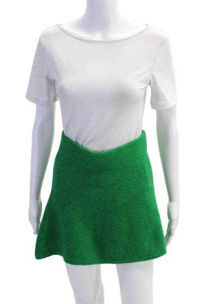 MNG Womens Elastic Waistband Knit Mini A Line Skirt Green Size Small