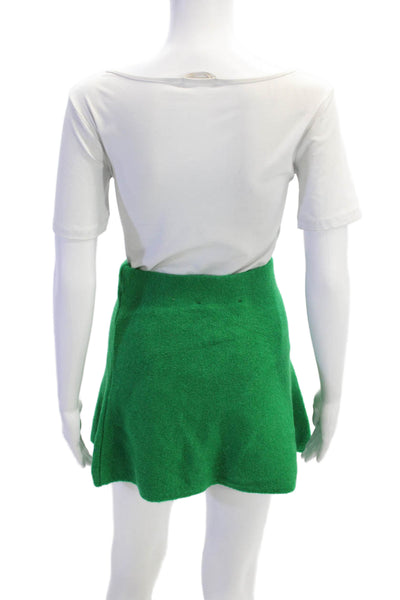MNG Womens Elastic Waistband Knit Mini A Line Skirt Green Size Small