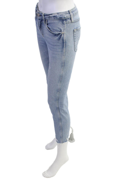 Amo Womens Cotton Light Washed Distress Skinny Jeans Blue Size EUR 25