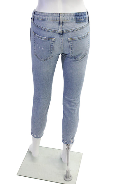 Amo Womens Cotton Light Washed Distress Skinny Jeans Blue Size EUR 25