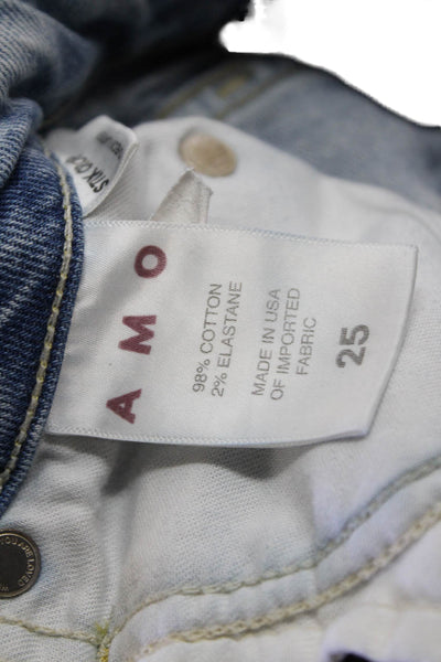 Amo Womens Cotton Light Washed Distress Skinny Jeans Blue Size EUR 25