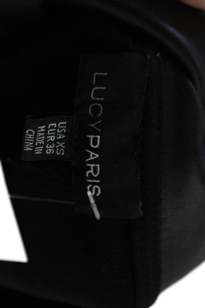Lucy Paris Womens Faux Leather High Waist Belted Tapered Pants Black Size XS