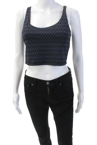 The Upside Womens Scoop Neck Colorblock Sleeveless Sports Blue Bra Size S