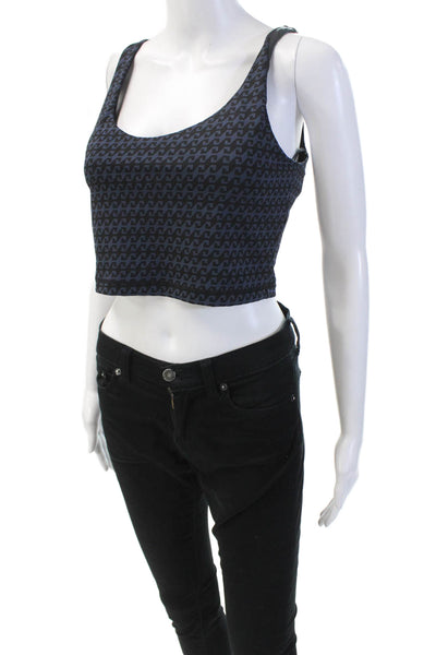The Upside Womens Scoop Neck Colorblock Sleeveless Sports Blue Bra Size S