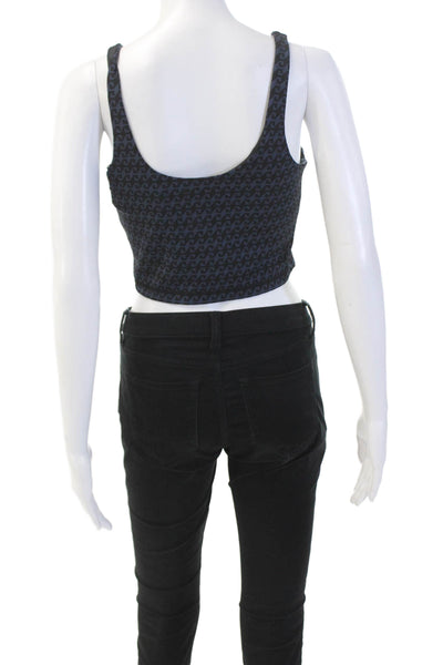 The Upside Womens Scoop Neck Colorblock Sleeveless Sports Blue Bra Size S
