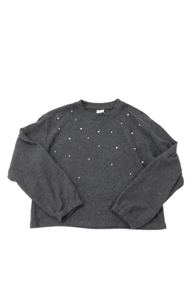 Zara Childrens Girls Pearl Detail A Line Skirt Grey Size 12-13