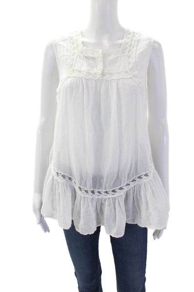 Mes Demoiselles Womens Embroidered Trim Tank Top White Cotton Size EUR 38