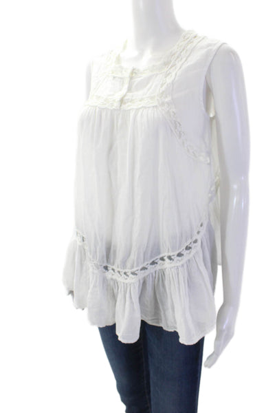 Mes Demoiselles Womens Embroidered Trim Tank Top White Cotton Size EUR 38