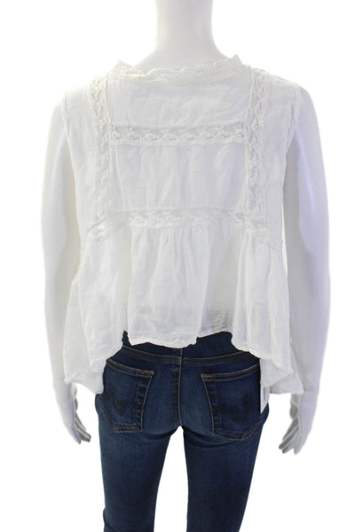 Mes Demoiselles Womens Embroidered Trim Tank Top White Cotton Size EUR 38