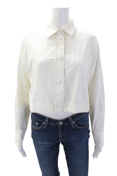 Zara Womens Button Front Long Sleeve Collared Shirt White Cotton Size XS