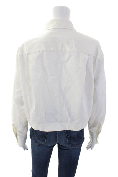 Zara Womens Button Front Long Sleeve Collared Shirt White Cotton Size XS