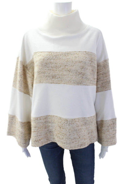 Daily Practice Womens Long Sleeves Turtleneck Sweater White Beige Size Small