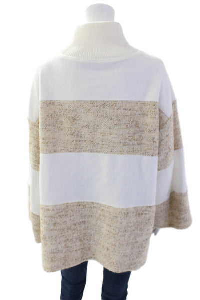 Daily Practice Womens Long Sleeves Turtleneck Sweater White Beige Size Small