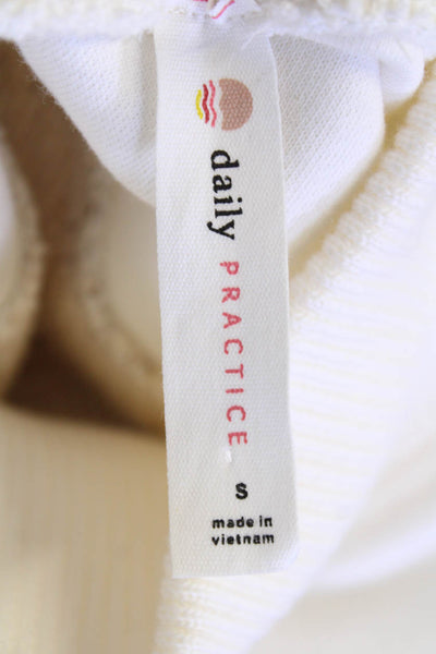 Daily Practice Womens Long Sleeves Turtleneck Sweater White Beige Size Small