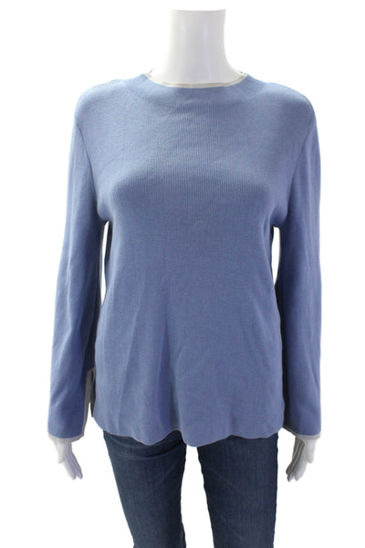 Halogen Womens Long Sleeves Turtleneck Sweater Blue Grey Size Medium