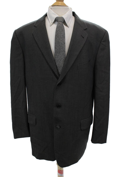 Joseph Abboud Mens Solid Two Button Blazer Jacket Gray Size 46L