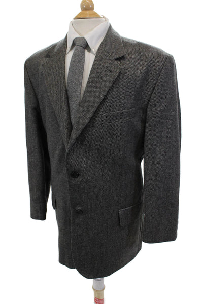 Botany Mens Wool Two Button Blazer Jacket Gray Size 46