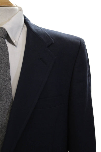 Hart Schaffner Marx Mens Wool Solid Two Button Blazer Blue Size 42